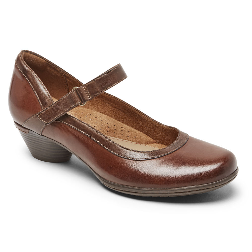 Rockport Womens Flats Brown - Cobb Hill Laurel Mary Jane - UK 542-PAIHSY